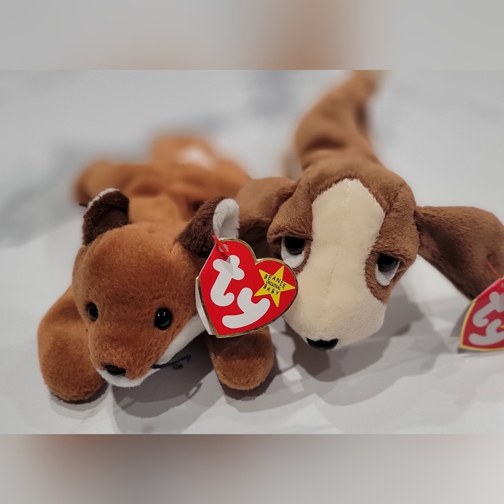 TY Beanie Baby 1996 Sly The Fox & Tracker The Hound